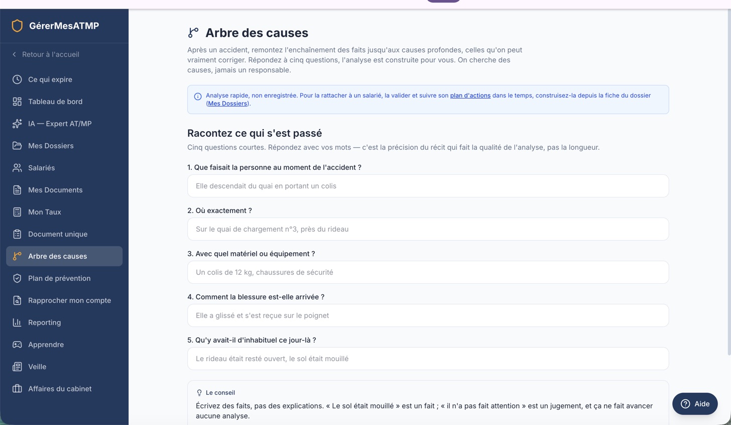 Capture d'écran du module Arbre des causes